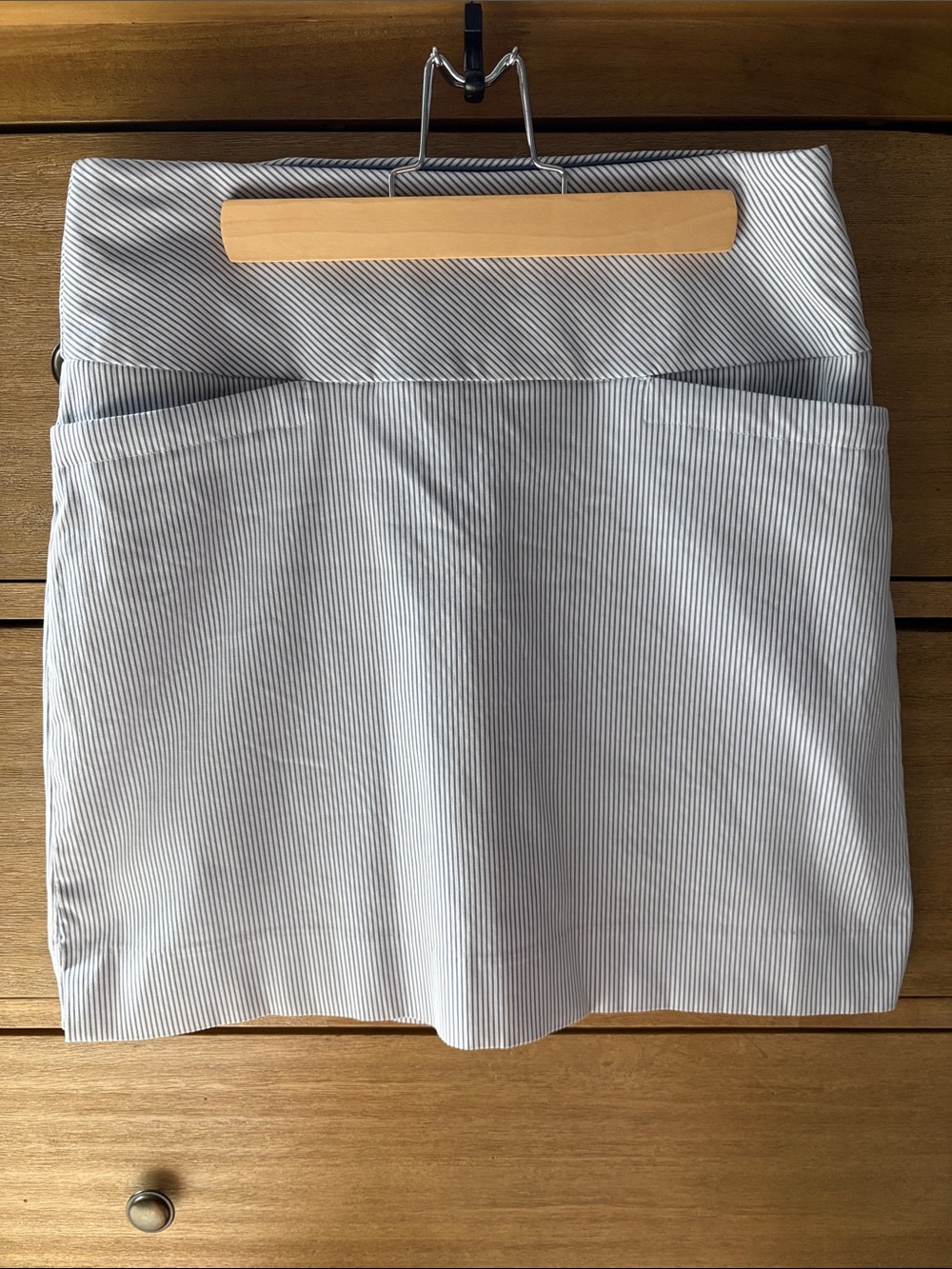 Striped Skort in Light Blue and White